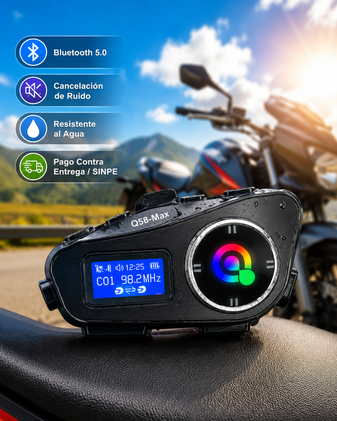ntercomunicador Bluetooth Universal para Casco de Moto Q58MAX